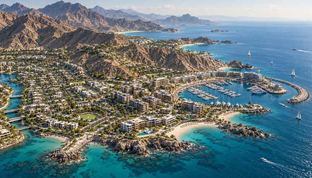 Integrated coastal development at Yiti, Muscat: marina, hotels, residential and beaches on the Gulf of Oman